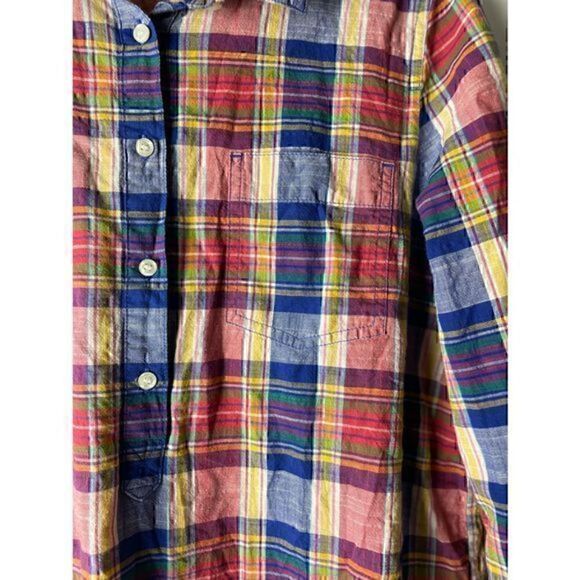 EUC Women’s Colorful & Preppy Boyfit J Crew Plaid Button Down Shirt Size Medium - Picture 8 of 11